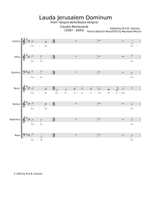 Lauda, Jerusalem, Dominum - Claudio Monteverdi Sheet Music for ...