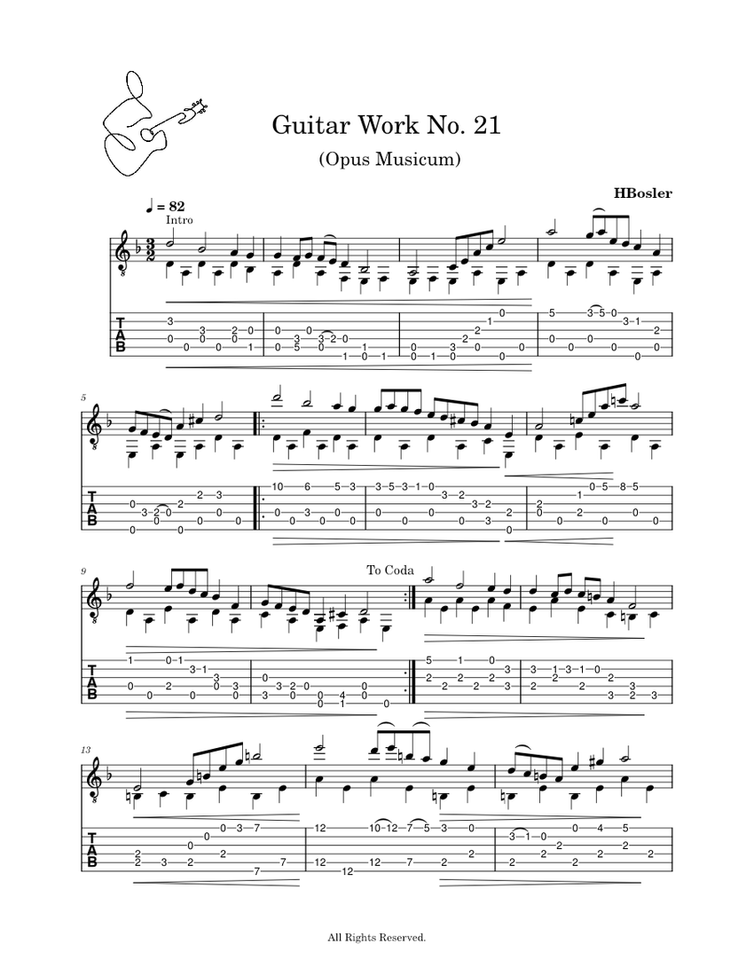 Guitar Work No. 21 (Opus Musicum) Howard Bosler Sheet music for Guitar (Solo)