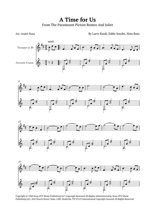 A Time For Us (love Theme) (Arr. André Nusa) - Nino Rota (Instrumental Duet)