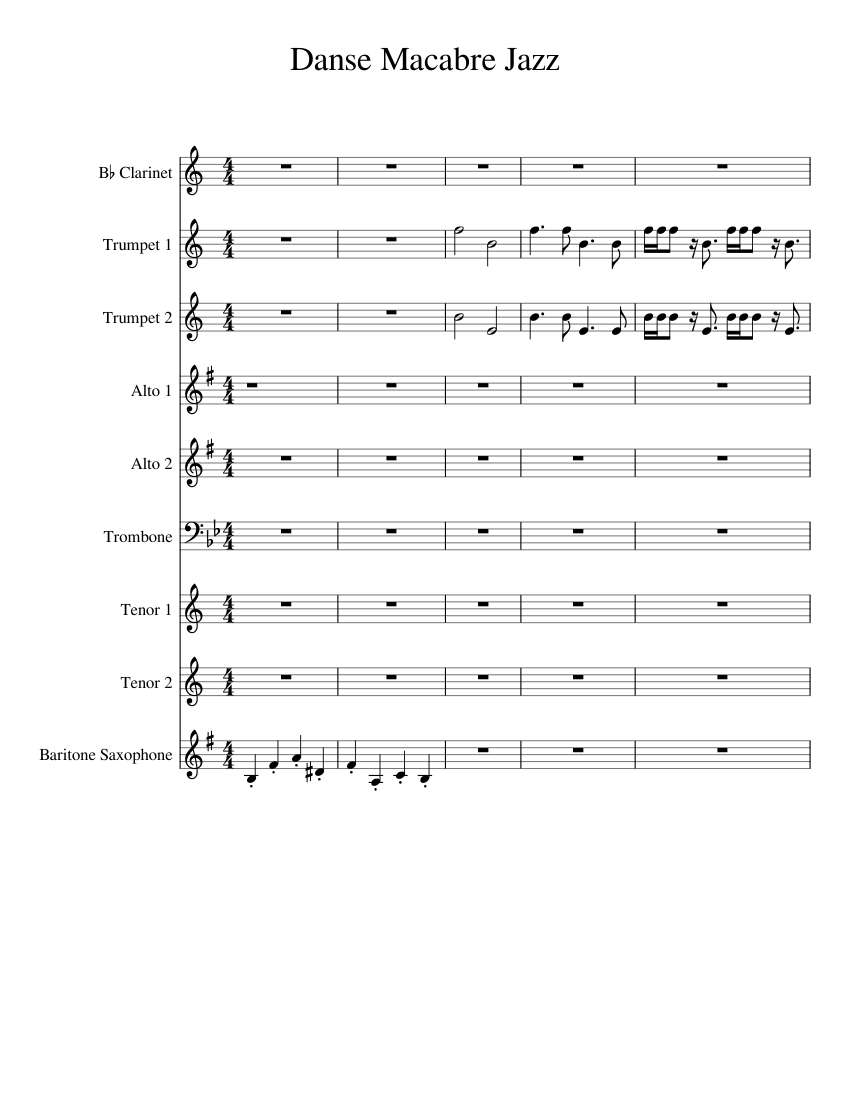 Danse Macabre Jazz Arrangement wip Sheet music for Trombone, Clarinet ...