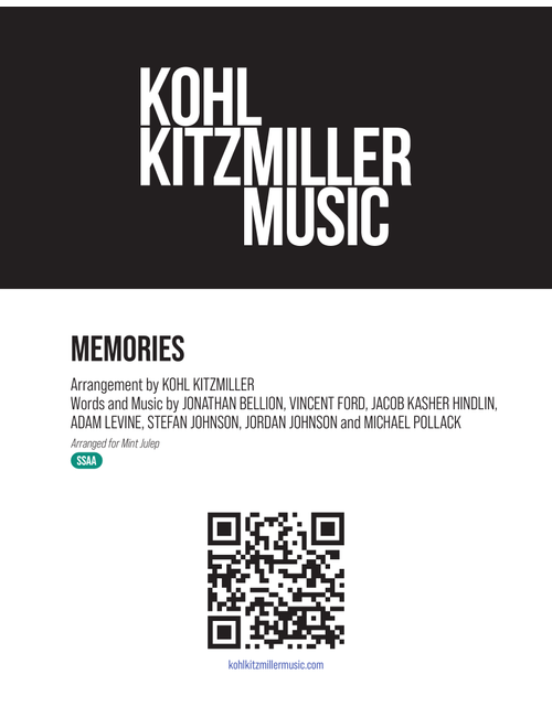 Memories (Arr. Kohl Kitzmiller) - Maroon 5 (Choral, SSAA)