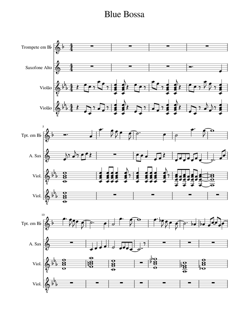 Blue Bossa UNFINISHED Sheet music for Saxophone alto, Trumpet in bflat