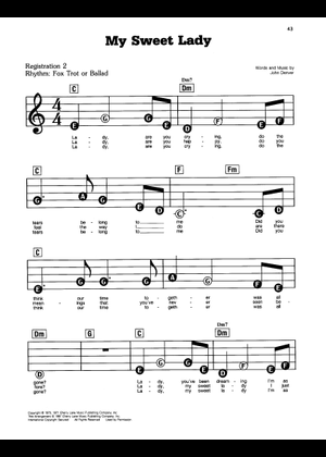 Play Official version of My sweet lady Sheet Music by John Denver