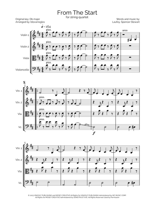 From The Start (Arr. btovarreglos) - Laufey (String Quartet)
