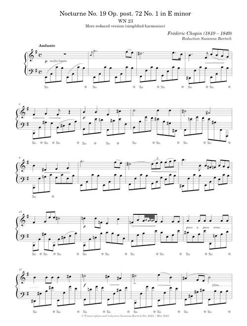 Nocturne No. 19 Op. post. 72 No. 1 in E minor (More reduced version) — Frédéric Chopin