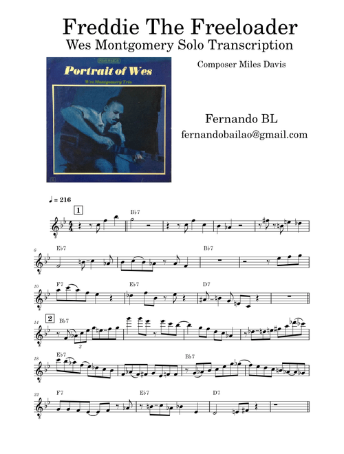 Freddie Freeloader Wes Montgomery Solo Transcription  – Miles Davis