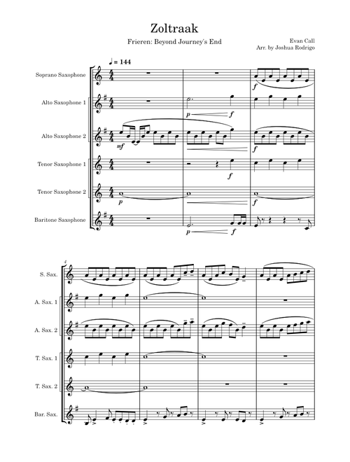 Zoltraak – Frieren: Beyond Journey's End (Saxophone Ensemble)