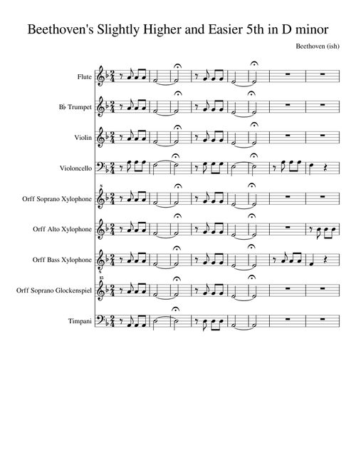 Beethoven's Slightly Higher and Easier 5th in D minor