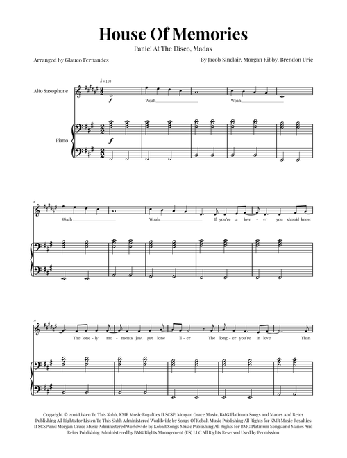 House Of Memories (Arr. Glauco Fernandes) - Madax (Alto Sax and Piano)