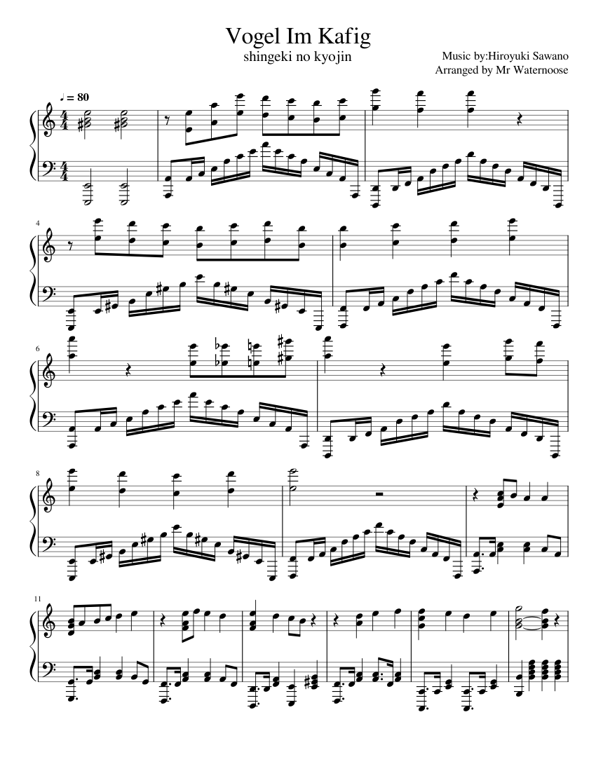 Vogel Im Kafig (only the cool part) Sheet music for Piano (Solo