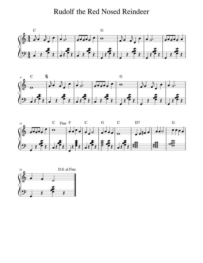 Rudolf the Red Nosed Reindeer Sheet music for Piano (Solo) Easy ...