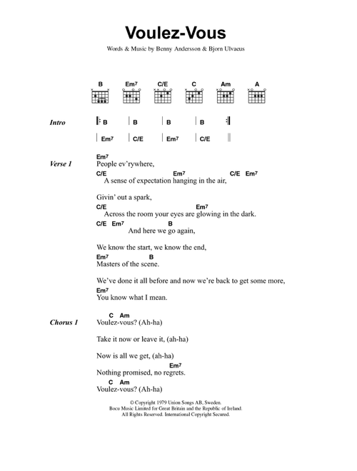 Voulez Vous - ABBA (Guitar Chords-Lyrics)