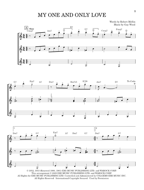 My One And Only Love - Robert Mellin (Guitar Ensemble)