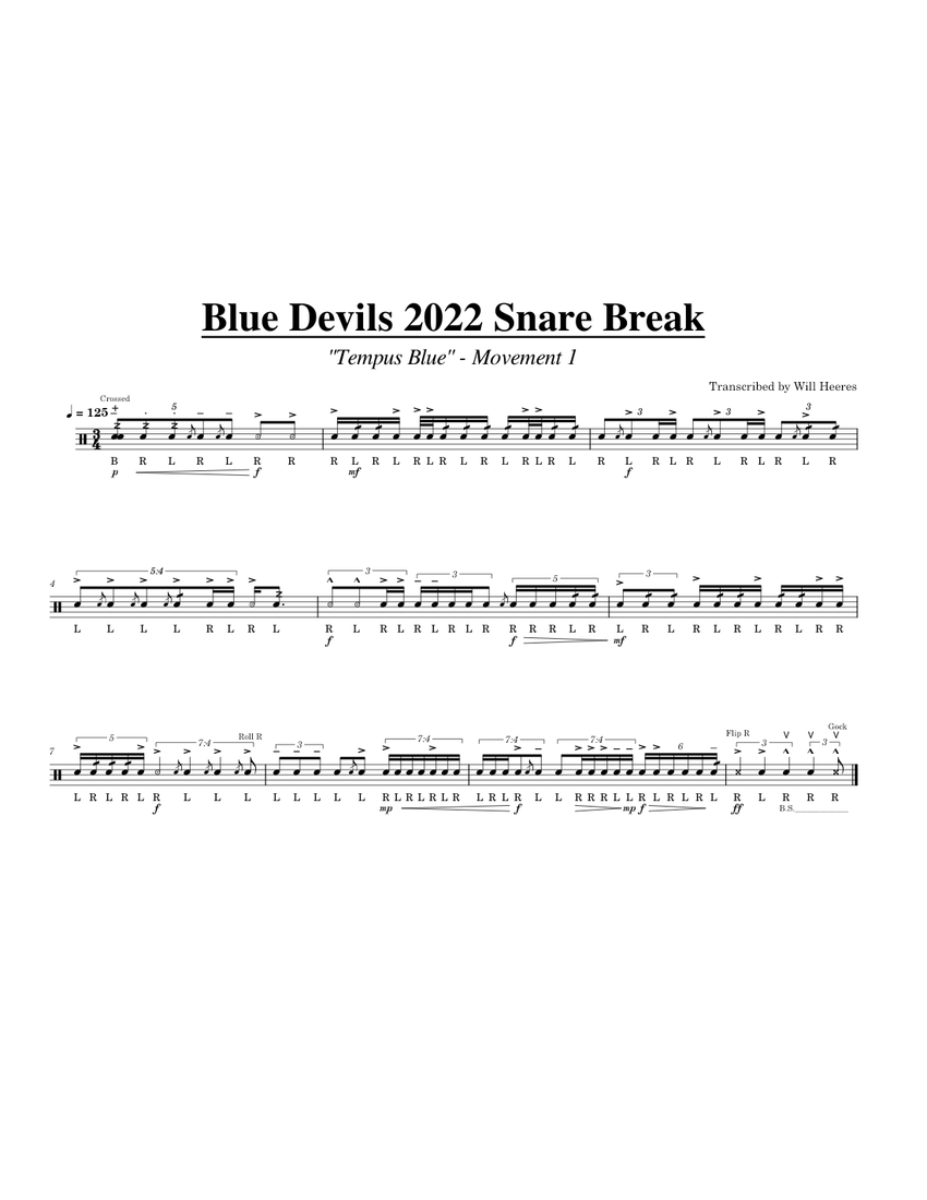 Blue Devils 2022 Snare Break Sheet music for Snare drum (Drum Corps