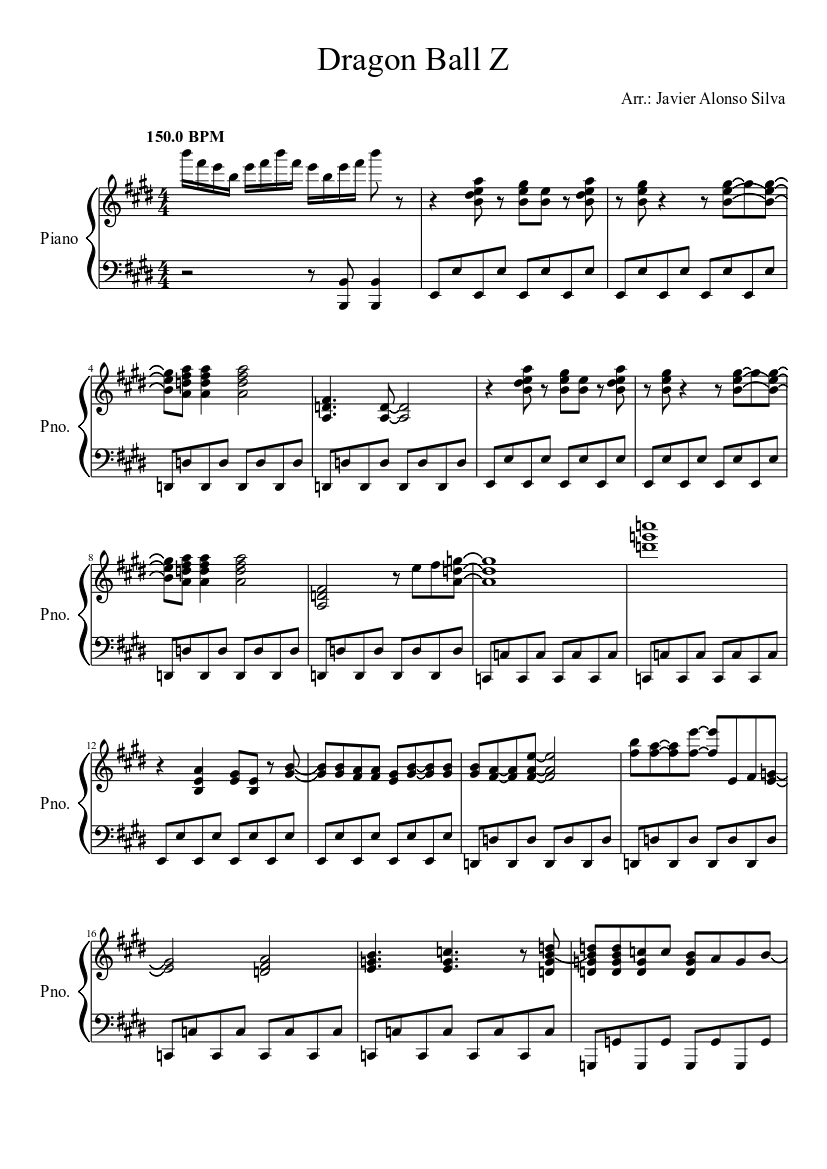 Condición previa arrepentirse cuchara Dragon Ball Z Sheet music for Piano (Solo) | Musescore.com