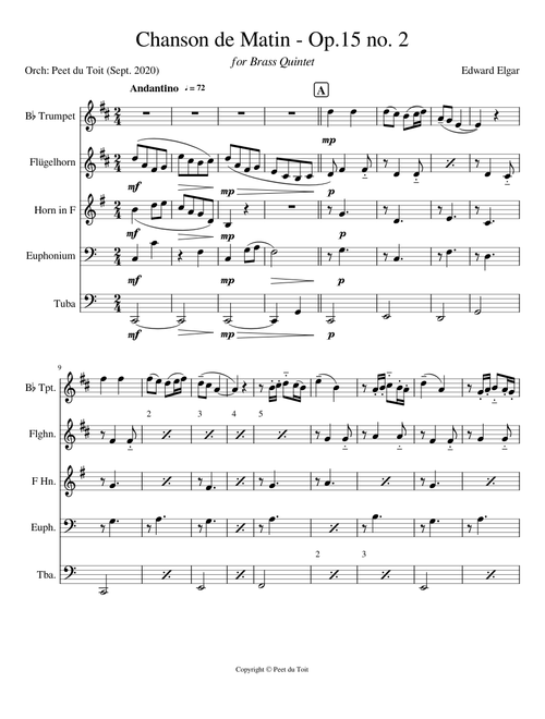 Chanson de Matin - Op.15 no.2 - E Elgar  (Brass Quintet)