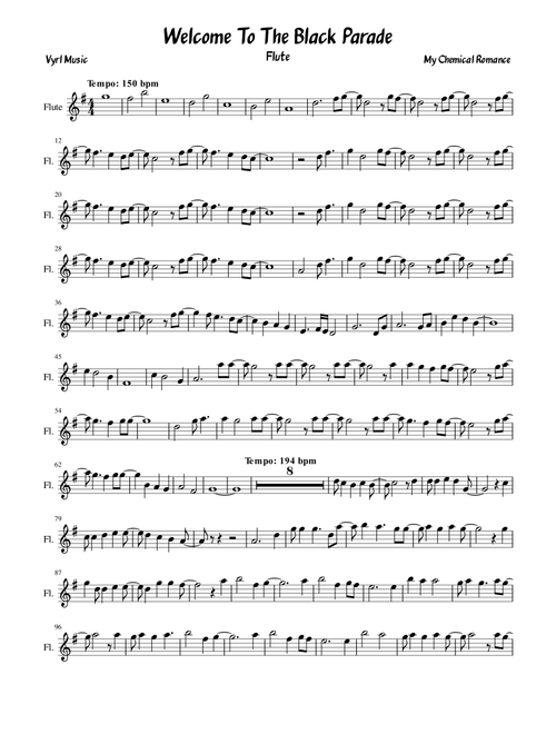 Welcome To The Black Parade (Arr. Vyrl) - My Chemical Romance (Flute Solo)