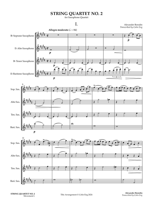String Quartet No. 2 (MOVEMENT I) (Arr. Colin Eng) - Alexander Borodin (Woodwind Ensemble)