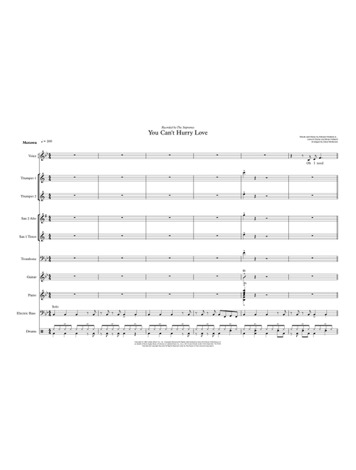 You Can't Hurry Love (Arr. Daryl McKenzie) - The Supremes (Large Ensemble)