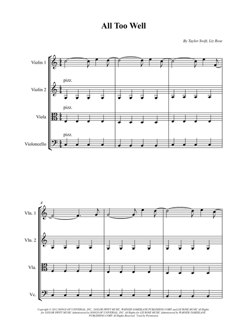All Too Well (Arr. Wesley S. SIlva) - Taylor Swift (String Quartet)