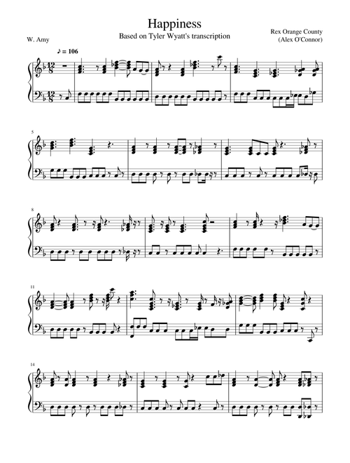 Happiness by Rex Orange County (piano)