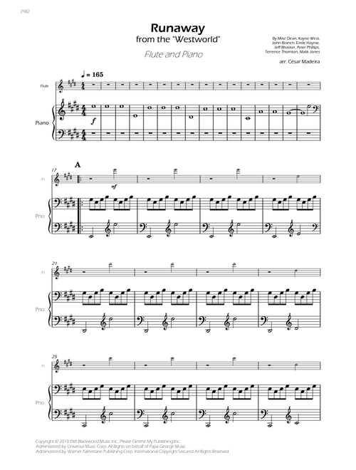 Runaway (Arr. César Madeira) - Kanye West (Flute and Piano)