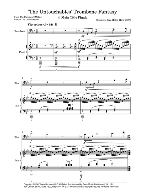 The Untouchables - End Titles (Arr. Robin Hutt) - Ennio Morricone (Trombone and Piano)