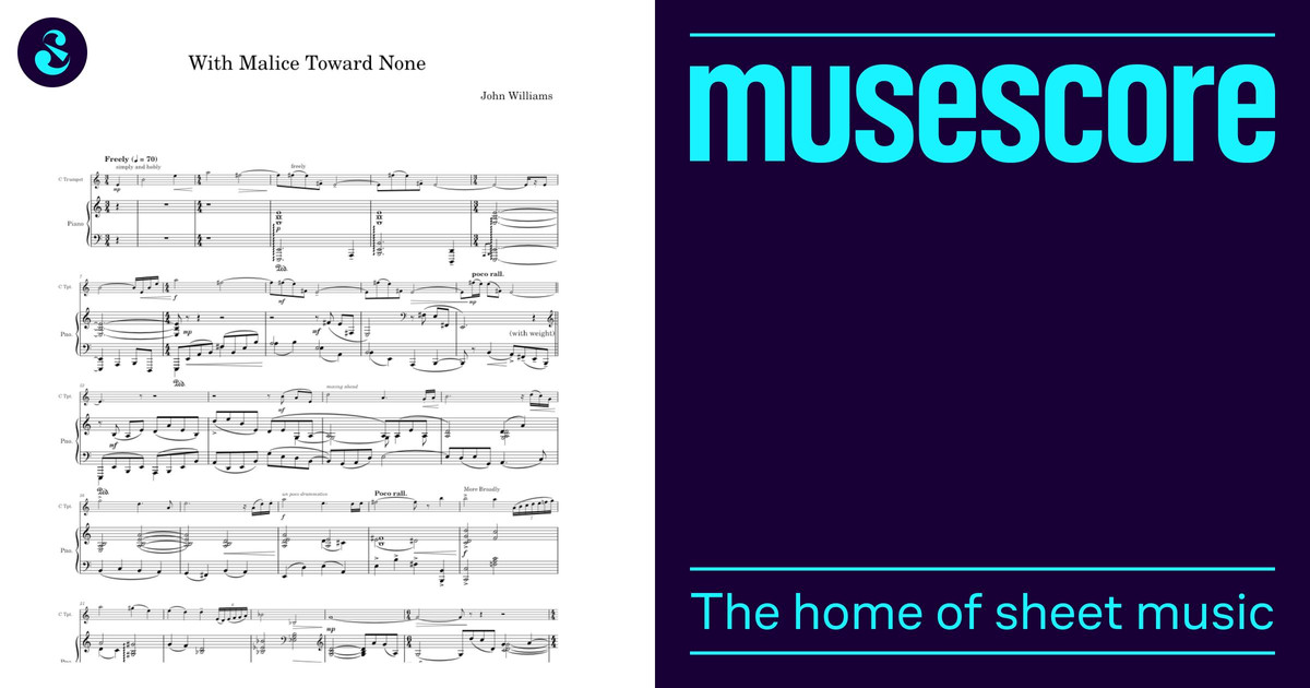 With Malice Toward None - John Williams Sheet Music for Piano, Trumpet ...