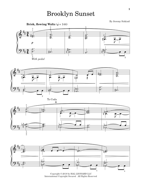 Brooklyn Sunset - Jeremy Siskind (Educational Piano)