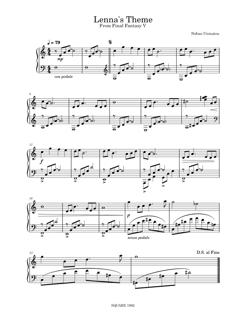Lenna's Theme – Nobuo Uematsu Lenna's Theme – Final Fantasy V