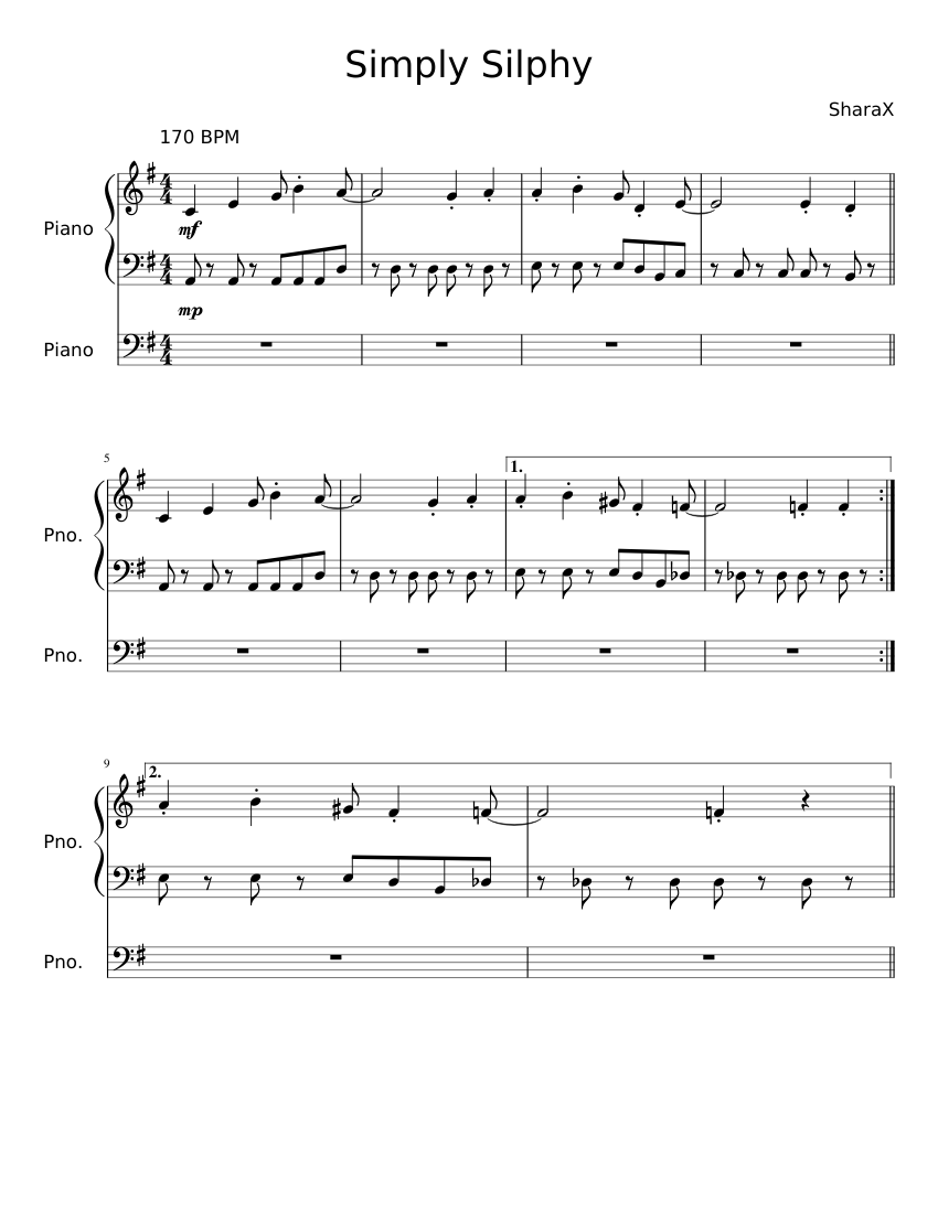 Simply Silphy SharaX Sheet music for Piano Piano Duo Musescore