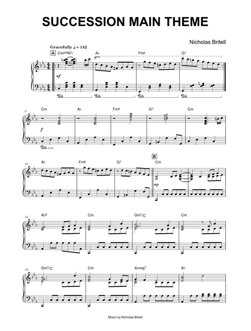 Succession Main Theme - Nicholas Britell (Piano)
