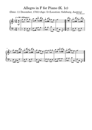 Allegro in F major, K.1c - Wolfgang Amadeus Mozart Sheet Music for ...