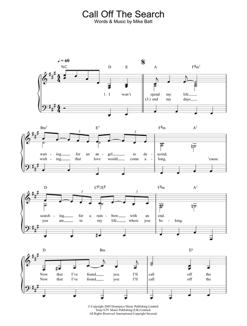 Call Off The Search - Katie Melua (Piano Solo)