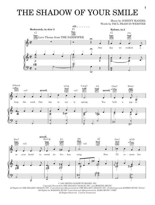 The Shadow Of Your Smile - Tony Bennett, Frank Sinatra (Piano-Vocal-Guitar)