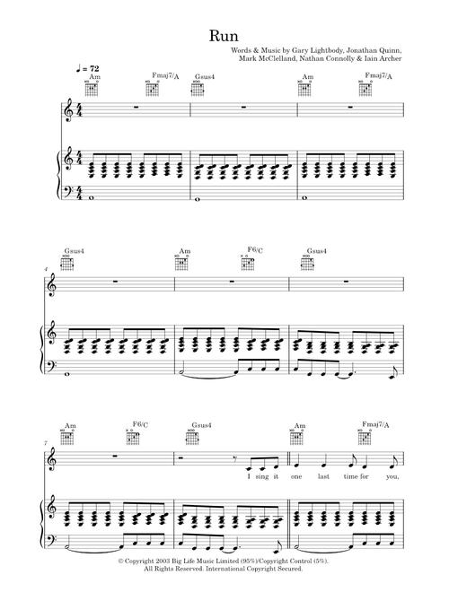 Run - Snow Patrol (Piano-Vocal-Guitar (Piano Accompaniment))