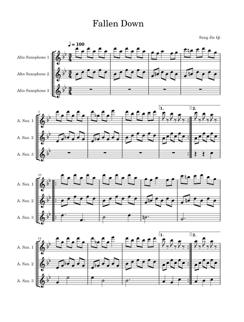 Fallen Down – Toby Fox Fallen Down – Alto Sax Quartet