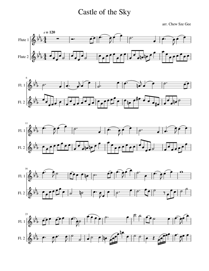 Castle of the Sky Duet Sheet music for Flute Woodwind Duet Musescore