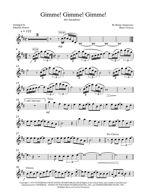 Gimme! Gimme! Gimme! (A Man After Midnight) (Arr. Ednaldo Gomes) - ABBA (Alto Sax Solo)