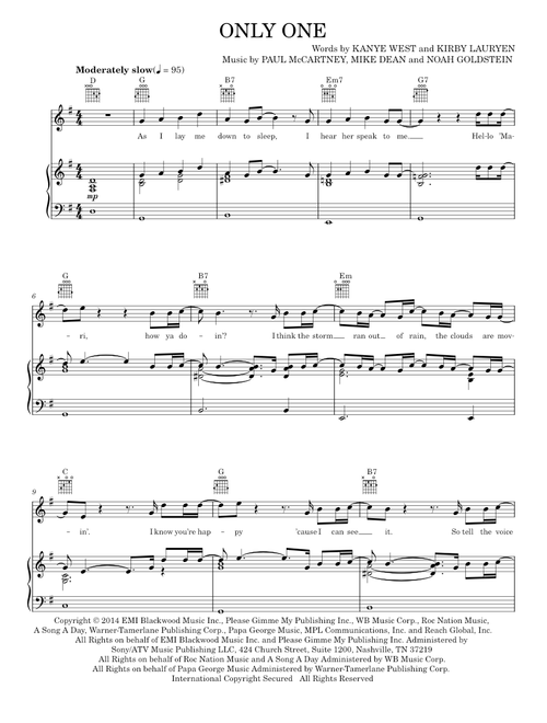 Only One - Kanye West, Kanye West feat. Paul McCartney, Paul McCartney (Piano-Vocal-Guitar)