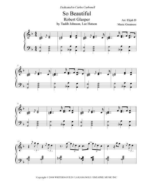 So Beautiful (Arr. Music Greatness) - Lee Hutson, Taalib Johnson (Piano Solo)