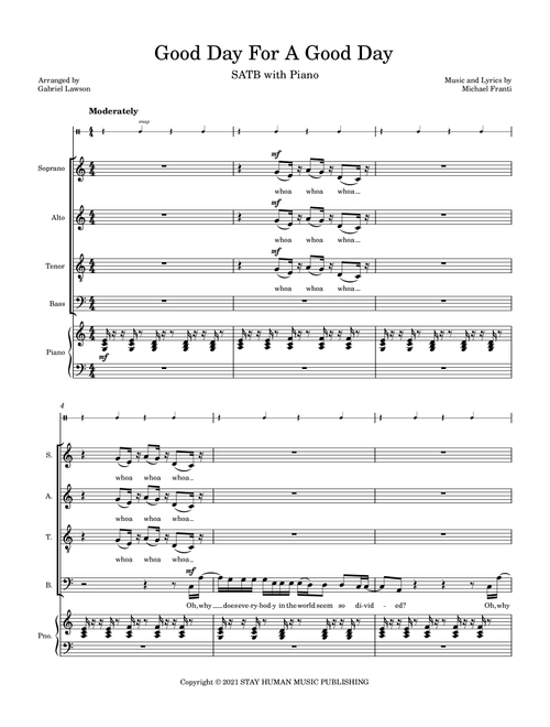 Good Day For A Good Day (Arr. Gabriel Lawson) - Michael Franti & Spearhead (Choral, SATB)