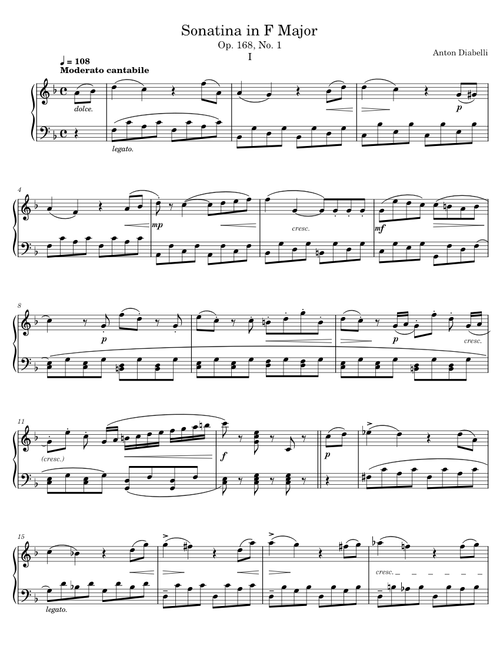 Sonatina in F major, Op. 168 No. 1 – Anton Diabelli Sonatina in F major Op. 168 No. 1, 1st movement - Anton Diabelli