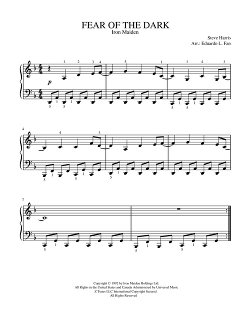 Fear Of The Dark (Arr. Eduardo Lagreca Fan) - Iron Maiden (Easy Piano)