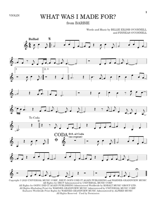 What Was I Made For? (from Barbie) - Billie Eilish (Violin Solo)