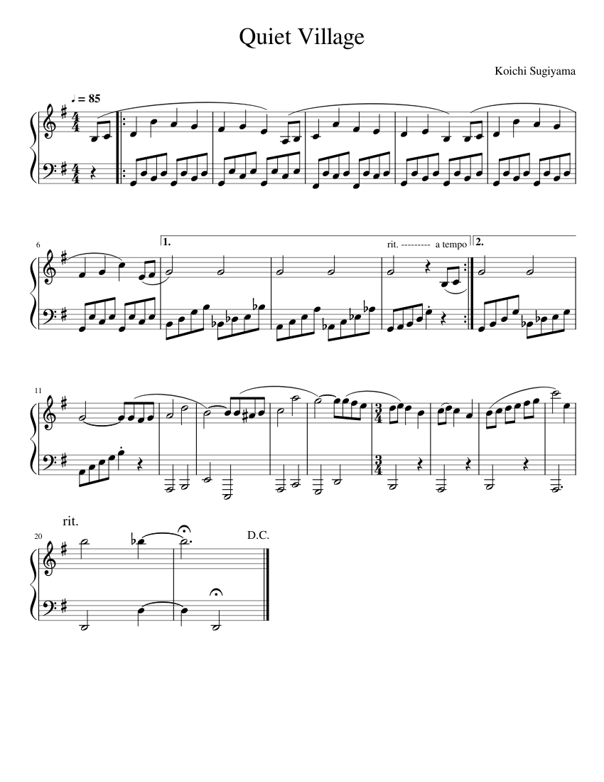 Dragon Quest VIII | Quiet Village (Solo Piano) Sheet music