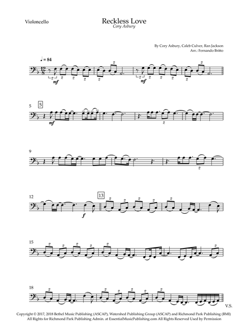 Reckless Love (Arr. Fernando Britto) - Cory Asbury, Caleb Culver, Ran Jackson (Cello Solo)