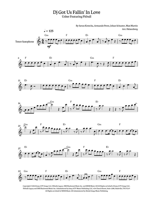 Dj Got Us Fallin' In Love (Arr. Heisenberg) - Usher Featuring Pitbull (Tenor Sax Solo)