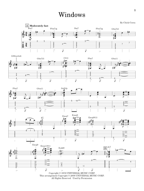 Windows (Arr. Jeff Arnold) - Chick Corea (Solo Guitar)