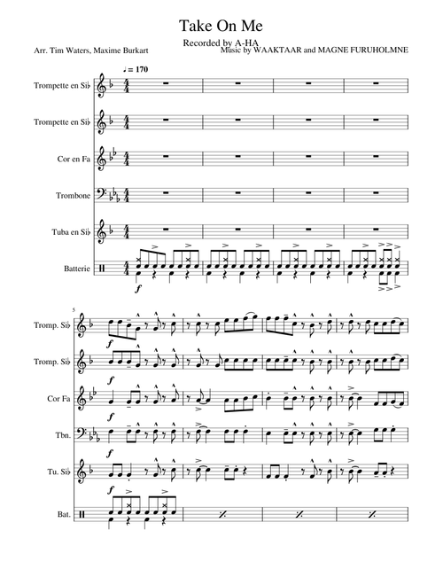 Take On Me For Brass Quintet